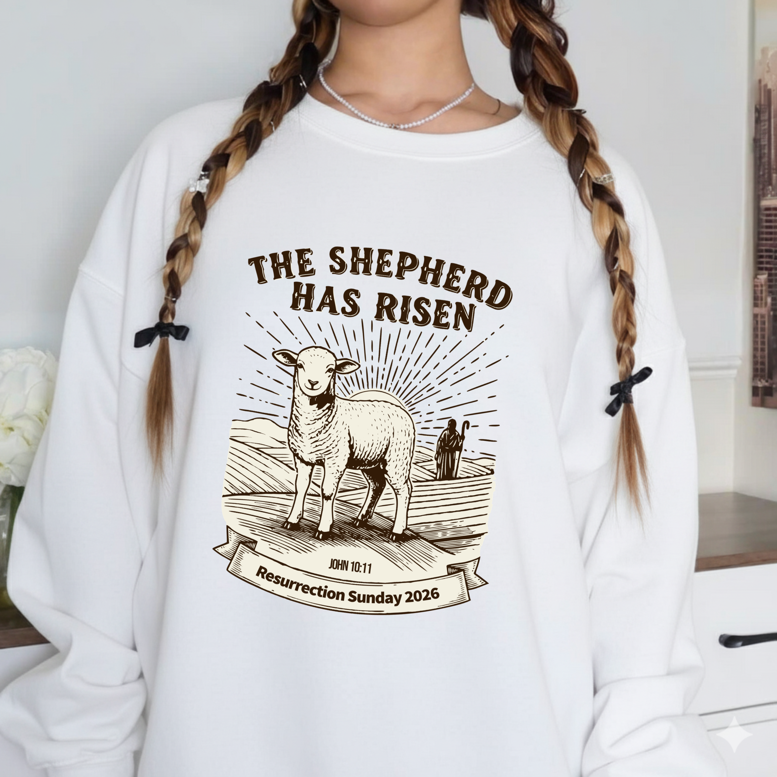 the shepherd has risen easter sweatshirt